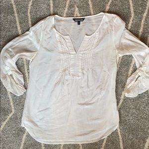 Express Off-White Cotton & Silk Blouse